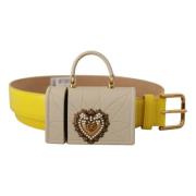 Gele Leren Devotion Heart Micro Tas Hoofdtelefoon Riem Dolce & Gabbana...