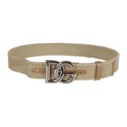 Militair Groene Logo Riem voor Mannen Dolce & Gabbana , Beige , Heren