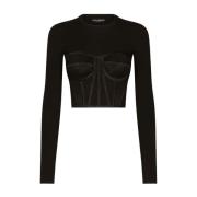 Zwarte Trui met Lange Mouwen - Elegante Stijl Dolce & Gabbana , Black ...