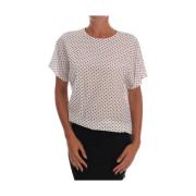 Zijden T-shirt Top met Polkadots Dolce & Gabbana , White , Dames