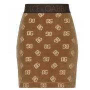Karamelbruine Monogram Mini Rok Dolce & Gabbana , Brown , Dames