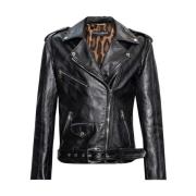 Leren bikerjack Dolce & Gabbana , Black , Dames