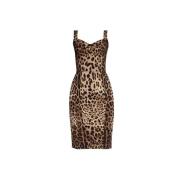 Jurk met dierenprint Dolce & Gabbana , Brown , Dames