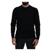 Luxe Zwarte Virgin Wool Crewneck Sweater Dolce & Gabbana , Black , Her...
