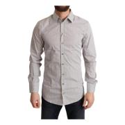 Grijze Katoenen Slim Fit Sicily Overhemd Dolce & Gabbana , Gray , Here...