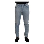 Lichtblauwe Slim Fit Denim Jeans Dolce & Gabbana , Blue , Heren