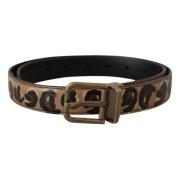 Luipaardprint riem met bronzen metalen gesp Dolce & Gabbana , Brown , ...