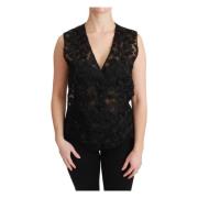 Zwarte Bloemen Mouwloze Top Dolce & Gabbana , Black , Dames