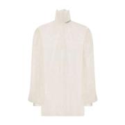 Doorschijnende Kant Hoge Nek Top Dolce & Gabbana , White , Dames