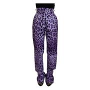 Paarse Luipaardprint Hoge Taille Broek Dolce & Gabbana , Purple , Dame...