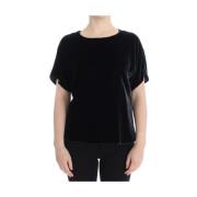 Zwarte Velvet Crewneck Blouse Dolce & Gabbana , Black , Dames