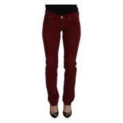 Maroon Corduroy Slim Fit Casual Broek Dolce & Gabbana , Brown , Dames