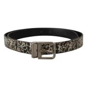 Zwart marmerprint lederen zilveren logo gesp Riem Dolce & Gabbana , Bl...