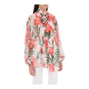 Carnation Print Open Chiffon Blouse Dolce & Gabbana , Multicolor , Dam...