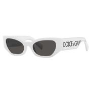 Dames Cat-Eye Zonnebril met Oversized Logo Dolce & Gabbana , White , D...
