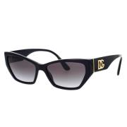 Dames Cat-Eye Zonnebril met Gouden Logo Dolce & Gabbana , Black , Unis...