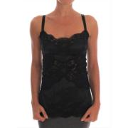 Zwarte Zijden Stretch Kant Top Dolce & Gabbana , Black , Dames