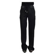 Zwarte Katoenen Rechte Fit Broek Dolce & Gabbana , Black , Dames