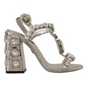 Zilveren Kristallen Band Hoge Hak Sandalen Dolce & Gabbana , Gray , Da...