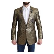 Gouden Crystal Crown Bee Jacquard Blazer Jas Dolce & Gabbana , Yellow ...