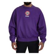 Luxe Katoenen Crewneck Sweater Dolce & Gabbana , Purple , Heren