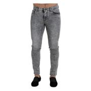 Grijze Slim Fit Stretch Denim Jeans Dolce & Gabbana , Gray , Heren