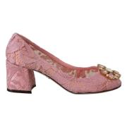 Roze Taormina Kant Kristal Pumps Dolce & Gabbana , Pink , Dames