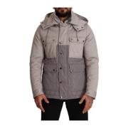 Grijze Katoenen Windbreaker Hooded Parka Jas Dolce & Gabbana , Gray , ...