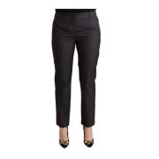 Zwarte Gestreepte Wol Tapered Broek Dolce & Gabbana , Black , Dames