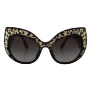 Zwarte Gouden Paillet Vlinder Gepolariseerde Zonnebril Dolce & Gabbana...
