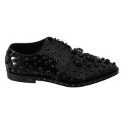 Zwarte Leren Kristallen Jurk Brogue Schoenen Dolce & Gabbana , Black ,...