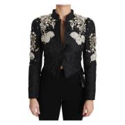Zwarte Jacquard Kristallen Bloemenjas Dolce & Gabbana , Black , Dames