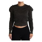 Zwart Goud Cropped Pullover Sweater Dolce & Gabbana , Black , Dames