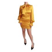 Gele Zijden Stretch Sheath Bodycon Mini Jurk Dolce & Gabbana , Yellow ...