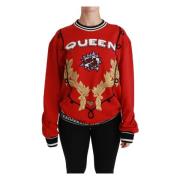 Rode Queen Love Paillet Trui Dolce & Gabbana , Red , Dames