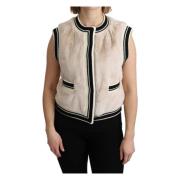 Beige Bont Mouwloos Vest Polyester Top Dolce & Gabbana , Beige , Dames