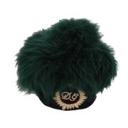 Groene Bont Cloche Pet met Logo Borduursel Dolce & Gabbana , Green , D...