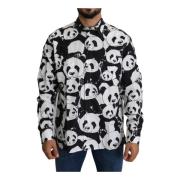 Zwarte Panda Heren Casual 100% Katoenen Overhemd Dolce & Gabbana , Mul...