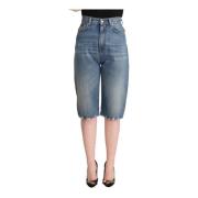 Blauwe Hoge Taille Denim Cropped Jeans Dolce & Gabbana , Blue , Dames