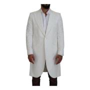 Witte Bloemen Brokaat Trenchcoat Dolce & Gabbana , White , Heren