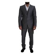 Grijze Slim Fit Suit - Sicilia 3-delig Dolce & Gabbana , Gray , Heren