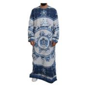 Blauwe Majolica Katoenen Cape Thobe Dolce & Gabbana , Blue , Heren