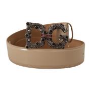 Beige Leren Zilveren Logo Gesp Amore Riem Dolce & Gabbana , Beige , Un...