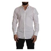 Witte Slim Fit Katoenen Formele Overhemd Dolce & Gabbana , White , Her...