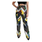 Multicolor Hoge Taille Rechte Broek Dolce & Gabbana , Yellow , Dames