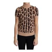 Luxe Luipaardprint Wollen Coltrui Dolce & Gabbana , Beige , Dames