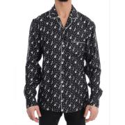 Zwarte Zijden Witte Jazz Print Casual Overhemd Dolce & Gabbana , Black...