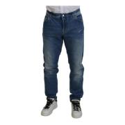 Blauwe Gewassen Skinny Jeans Dolce & Gabbana , Blue , Heren