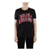 Zwart Logo Print Katoenen Crew Neck Tee Dolce & Gabbana , Black , Dame...