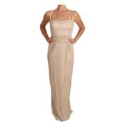 Beige Kant Maxi Jurk Dolce & Gabbana , Beige , Dames